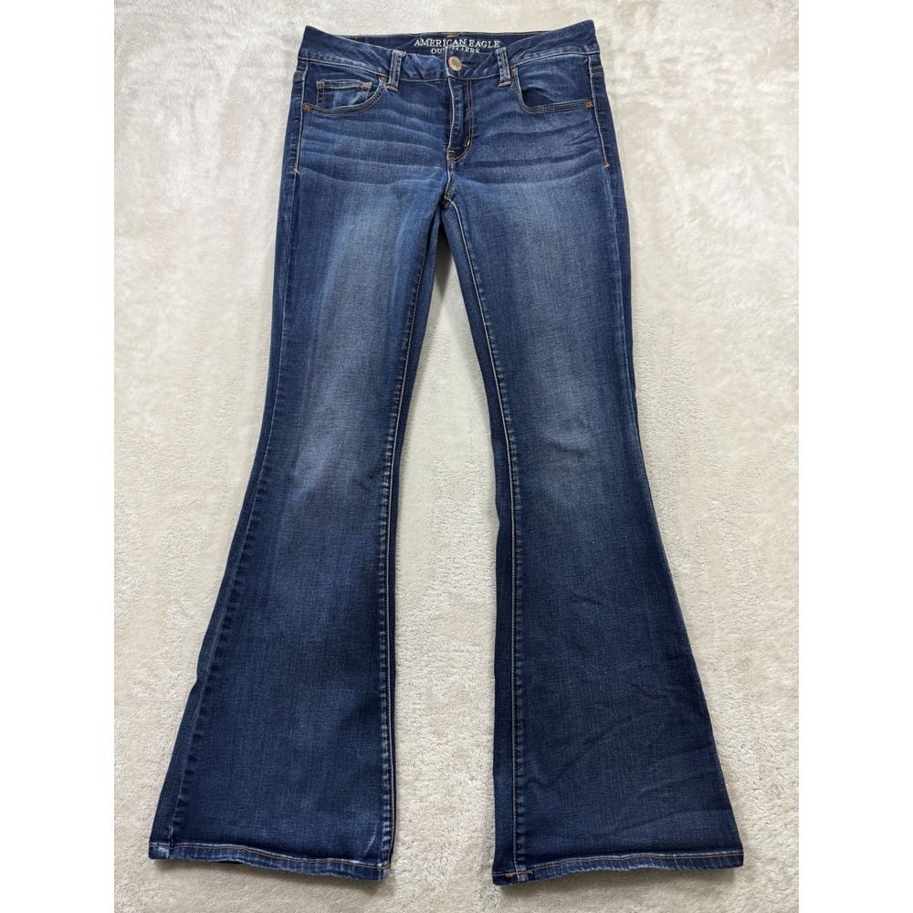 American Eagle Womens Boho Flare Super Super Stretch Blue Jeans 8 Meas: 29x31